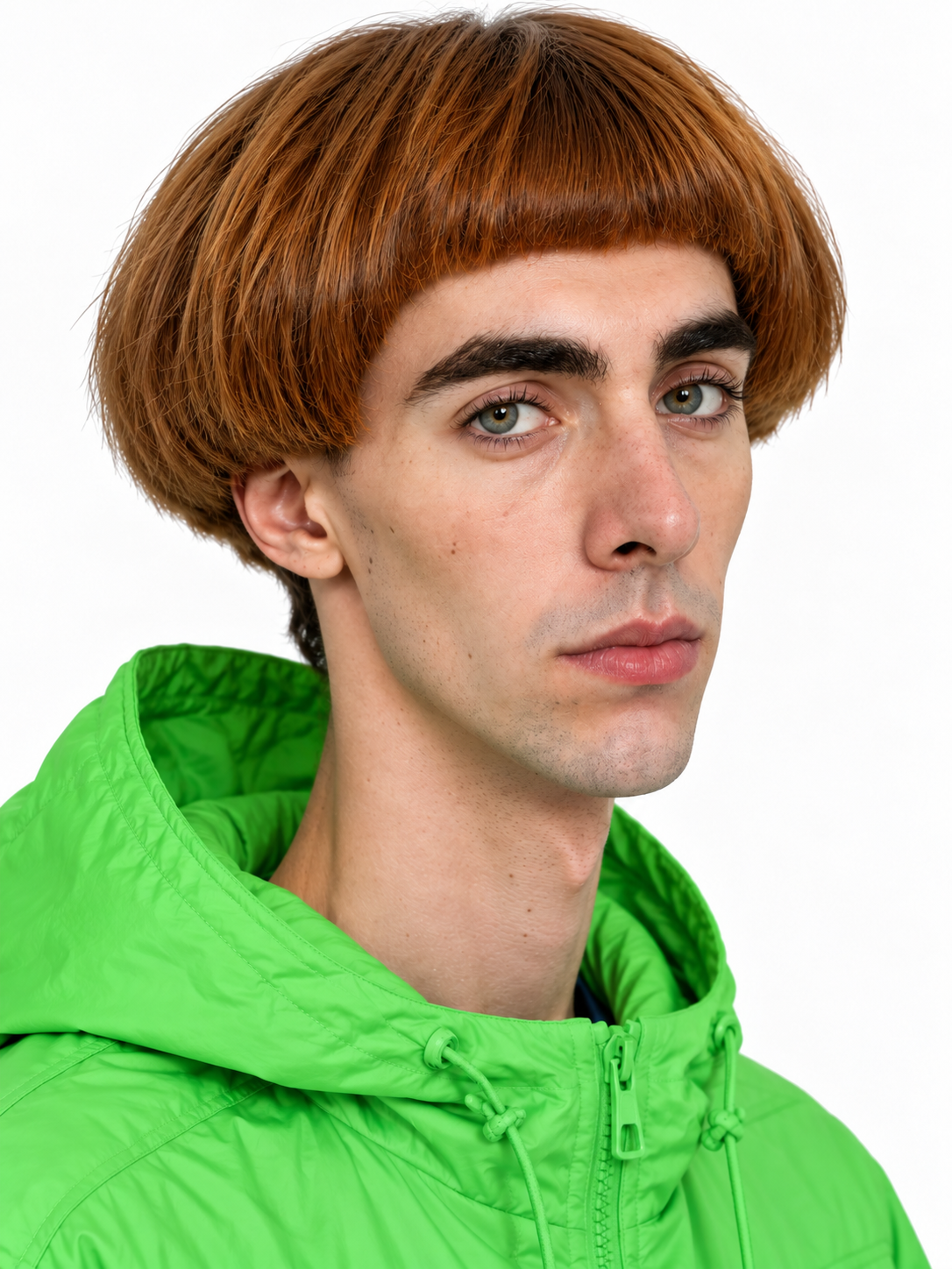 Personagem com franja e jaqueta verde